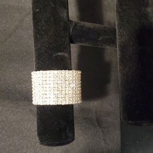 Wide Elastic Rhinestone Bracelet: Bridal Formal Special Occasion Competi…